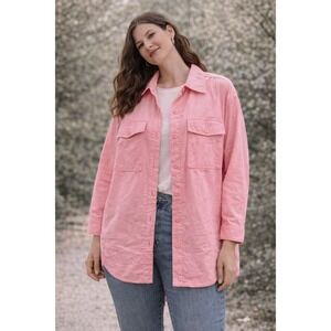 H&M Womens Pink Cotton Padded Shirt Jacket Shacket Size M P/N 1045786 5